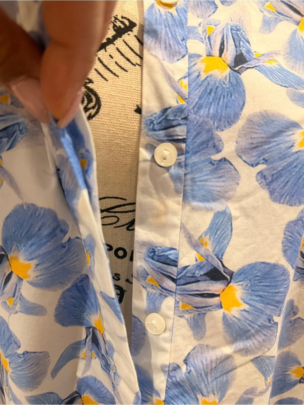 COS Blue and White Floral Shirt Dress with Yellow Accents - Picture 4 of 16